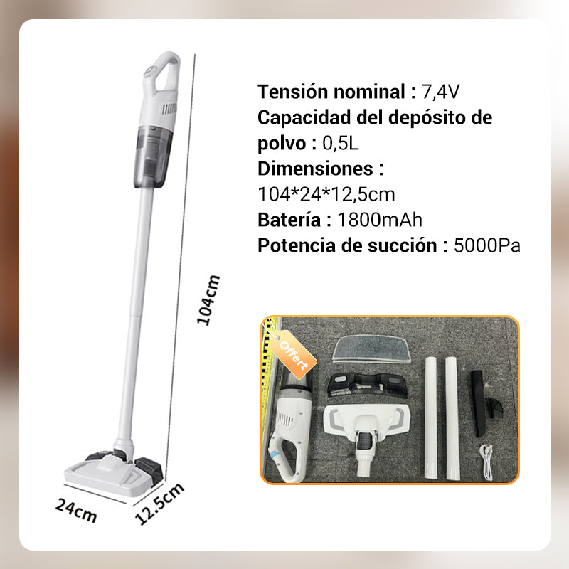Aspiradora de Mano Inalámbrica - Potente Succión Con 4 Accesorios para Coches y Hogar
