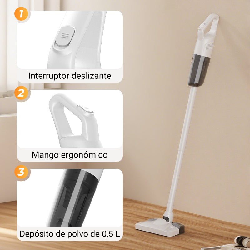 Aspiradora de Mano Inalámbrica - Potente Succión Con 4 Accesorios para Coches y Hogar