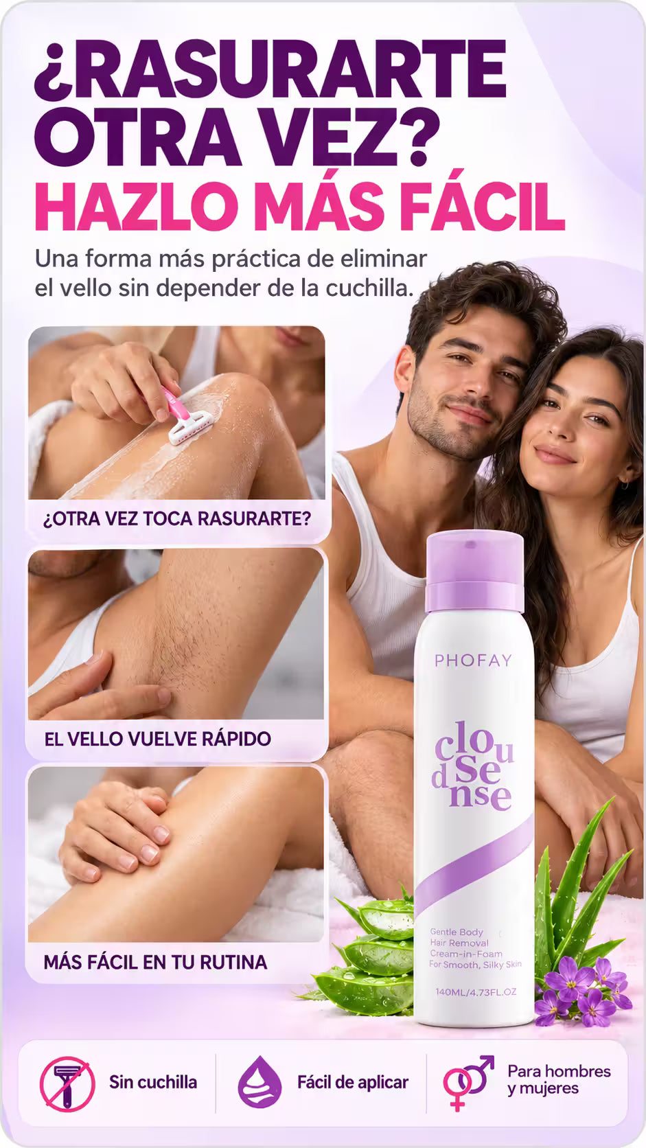 Spray depilatorio PHOFAY - Dile adiós a la cuchilla